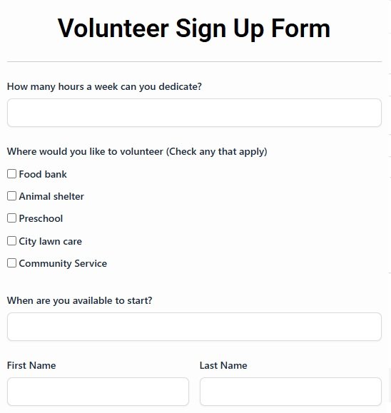 Volunteer Signup Form